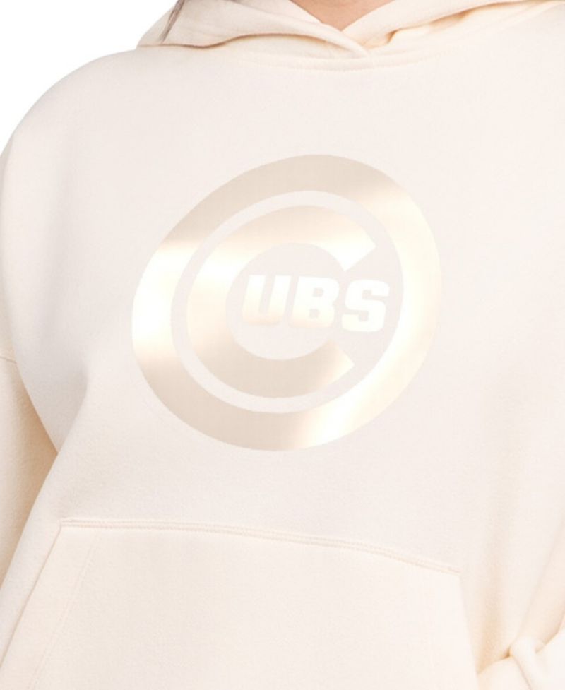 Women's Cream Chicago Cubs Pastel Relaxed Hoodie