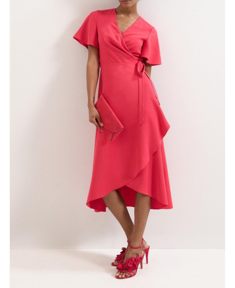 Women's Julissa V-Neck Short-Sleeve Asymmetric-Hem Midi Dress