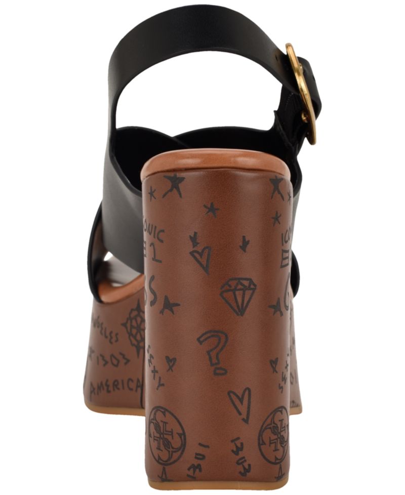 Women's Yarisel Logo-Embossed High Platform Wedge Sandals