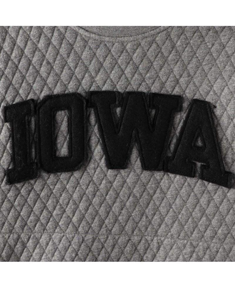 Women's Heather Charcoal Iowa Hawkeyes Moose Quilted Pullover Sweatshirt