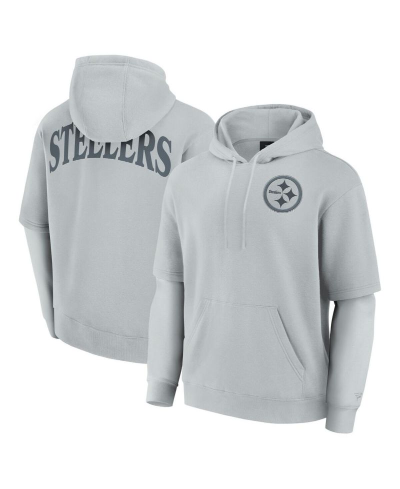 Men's and Women's Gray Pittsburgh Steelers Sleek Elements Pullover Hoodie