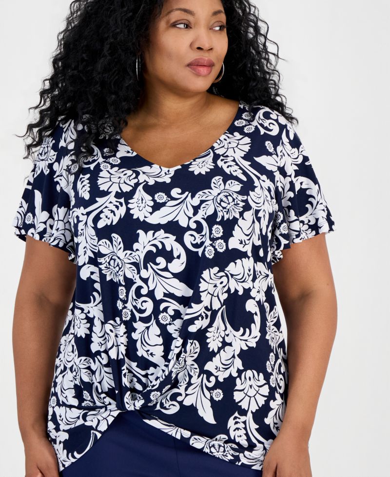 Petite V-Neck Twist Front Top