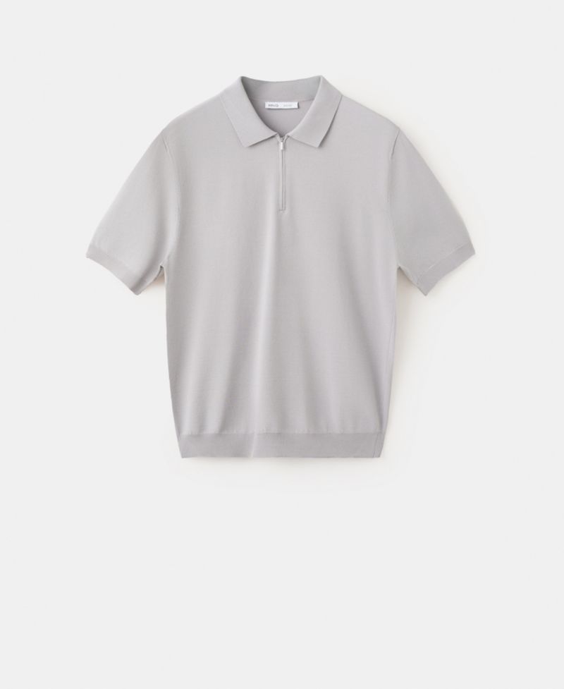 Men's Knitted Zip Polo Shirt