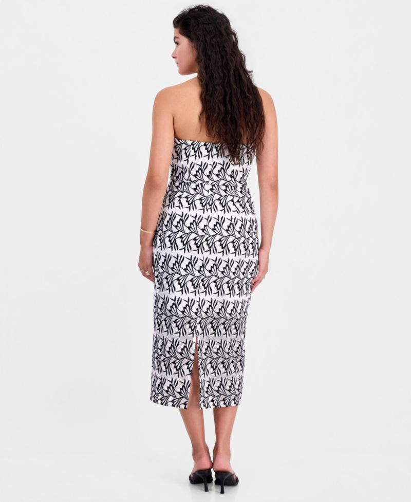 Women's Strapless Straight-Neck Midi Dress