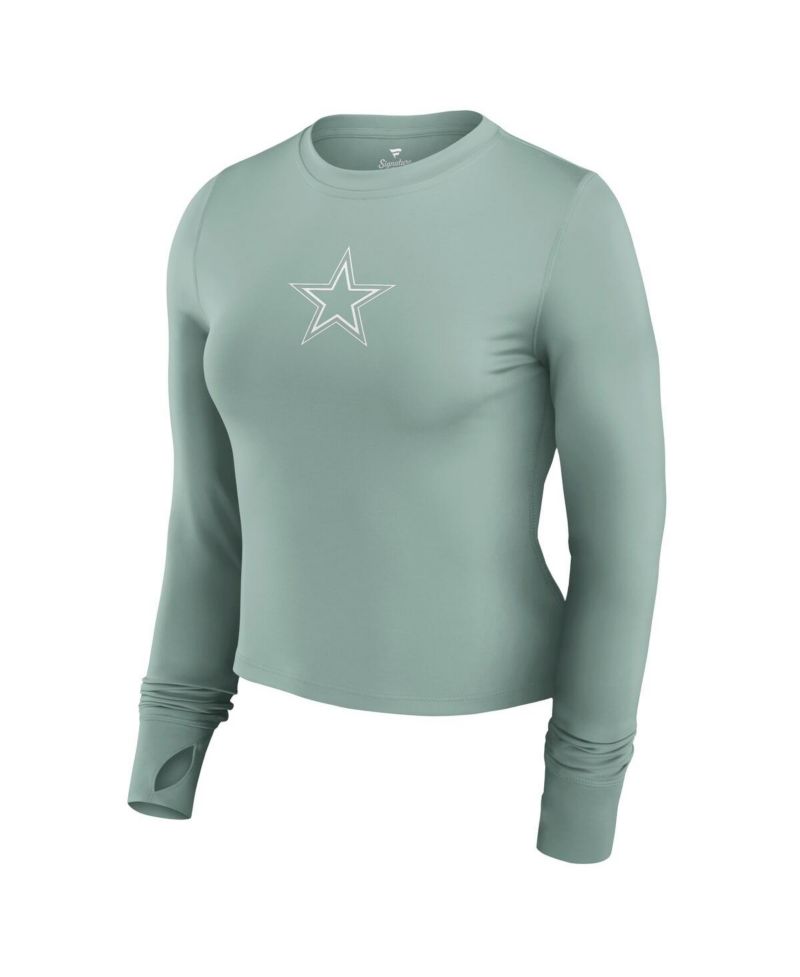 Women's Green Dallas Cowboys Studio Fitted Long Sleeve Gym Top