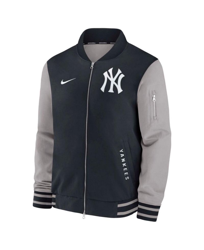 Men's Navy/Gray New York Yankees Authentic Collection Dugout Full-Zip Bomber Jacket