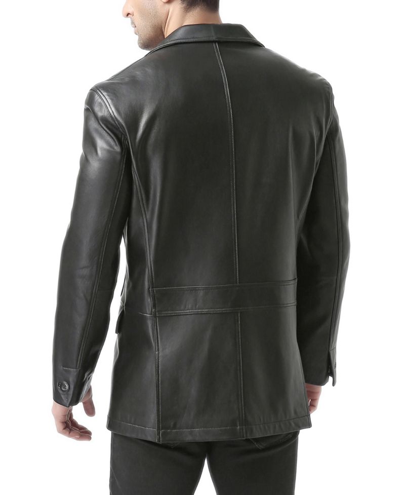Men Two-Button Leather Blazer - Big and Tall