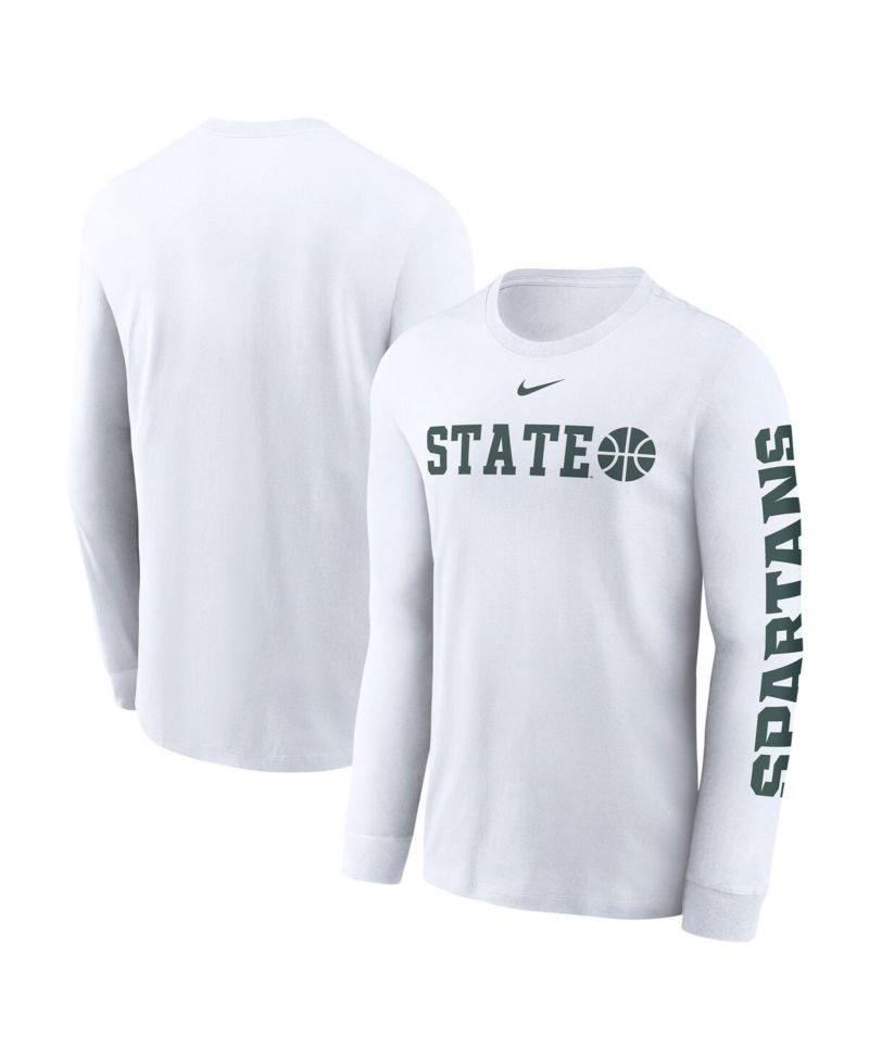 Men's White Michigan State Spartans Basketball Icon Two-Hit Long Sleeve T-Shirt