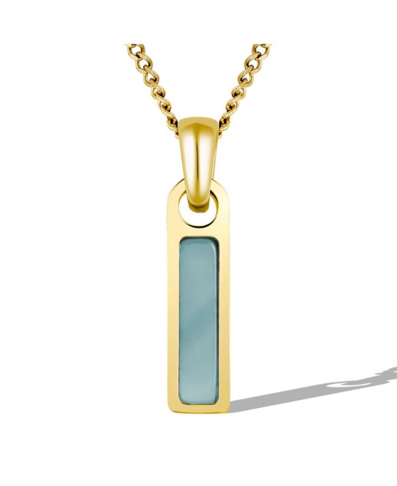Men's Birthstone Tag Necklace - Gold Pendant