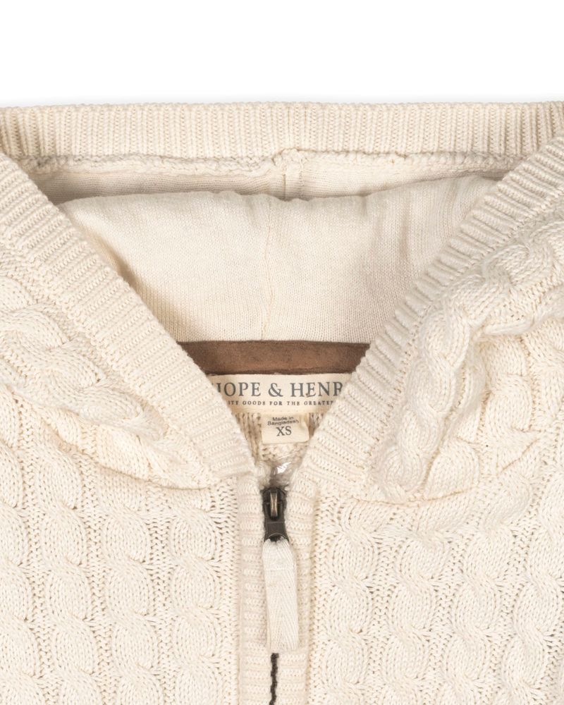Hope and Henry Boy's XXSmall to Xlarge Organic Long Sleeve Full Zip Hooded Sweater with Elbow Patches
