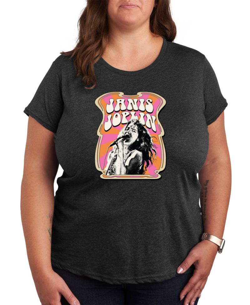 Plus Size Janis Joplin Graphic Pullover T-shirt