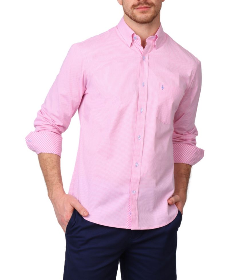 Men's Signature Micro Gingham Long Sleeve Shirt