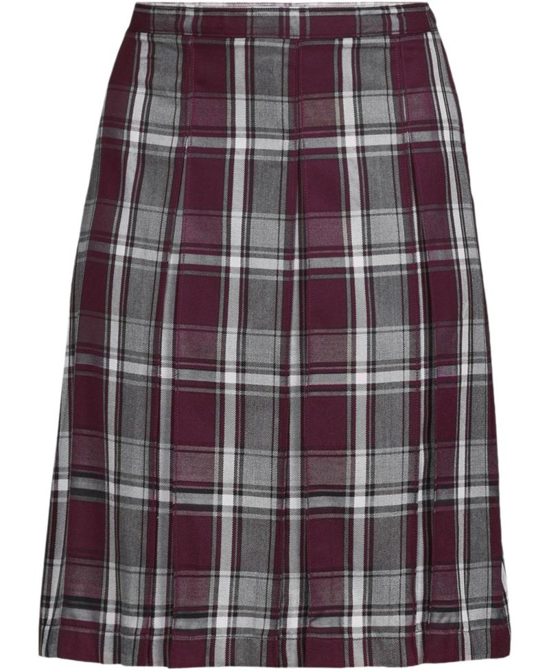 Women's Top of the Knee Plaid Box Pleat Skirt