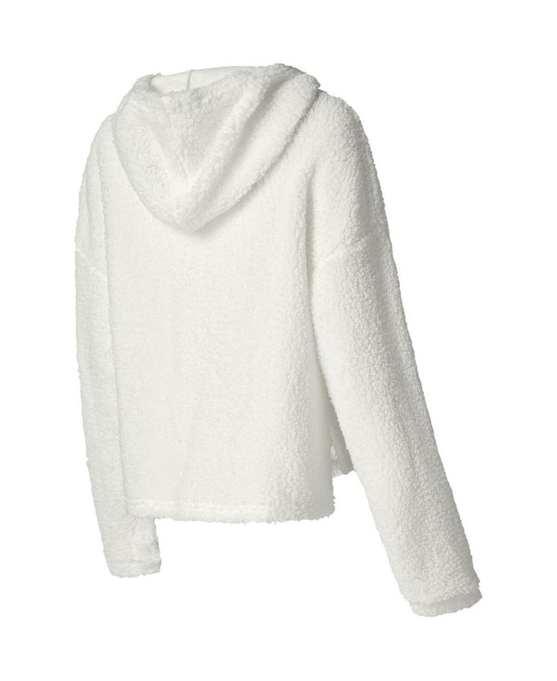 Women's Cream Brooklyn Nets Fluffy Long Sleeve Hoodie T-Shirt Shorts Sleep Set