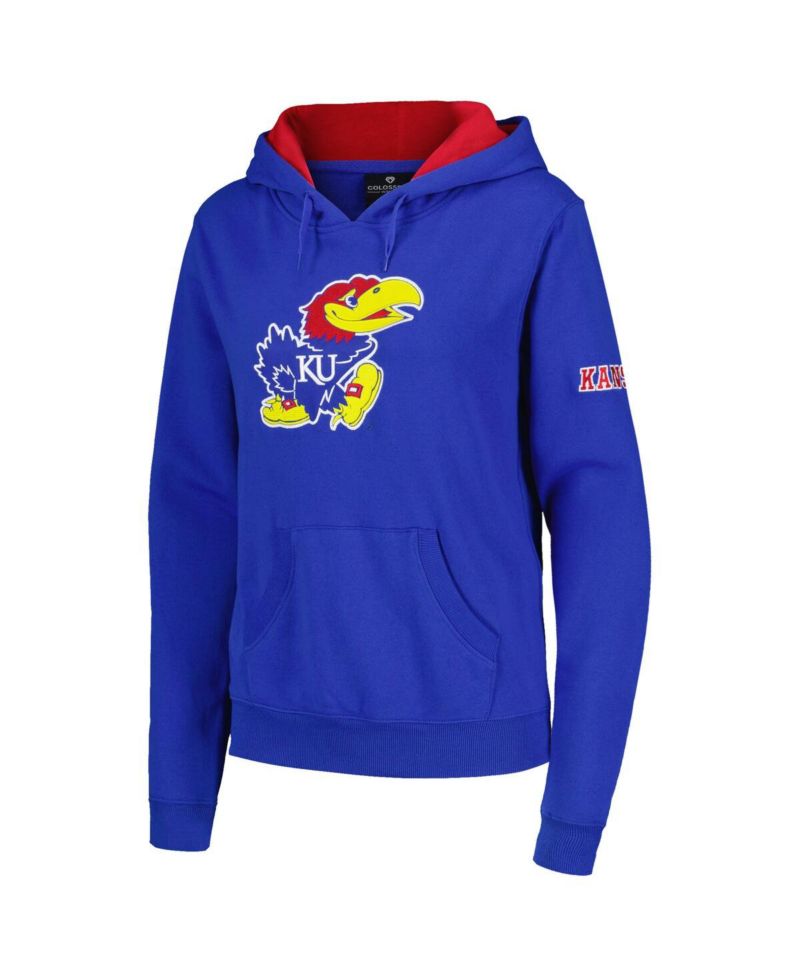 Women's Stadium Athletic Royal Kansas Jayhawks Big Logo Pullover Hoodie