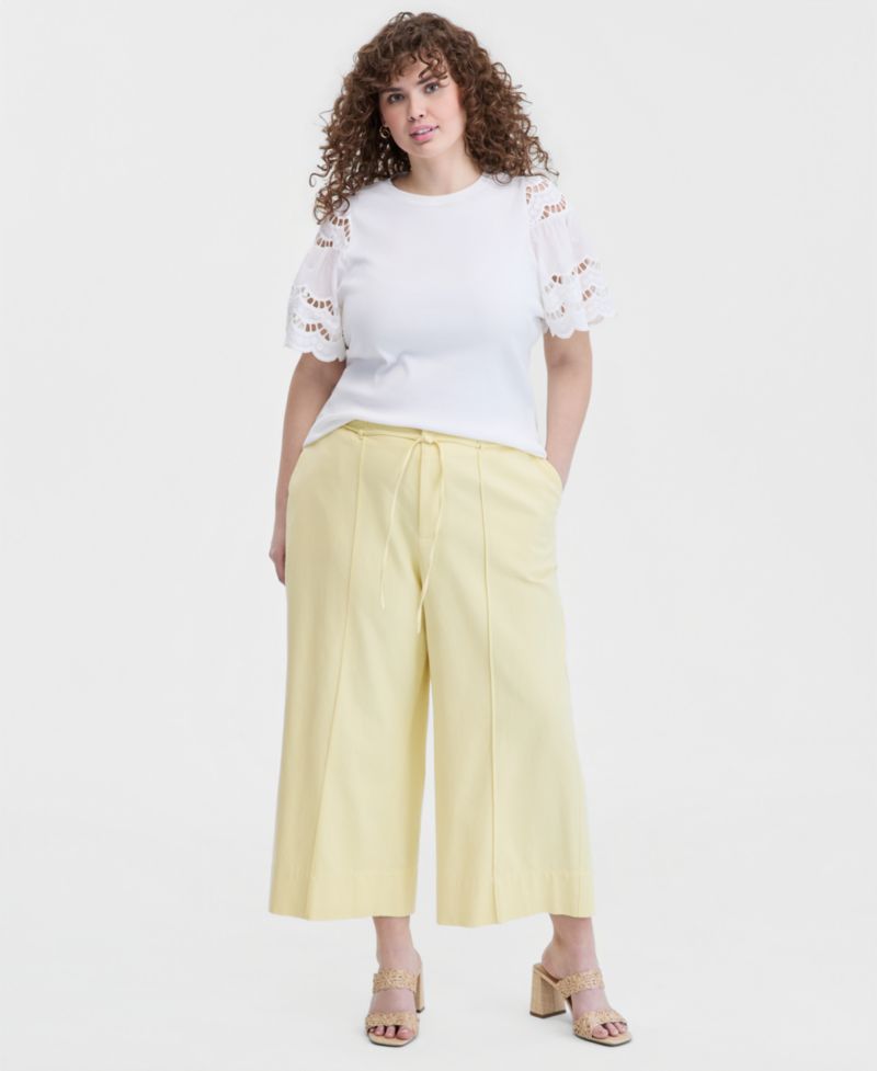 Trendy Plus Size Cropped Wide-Leg Pants