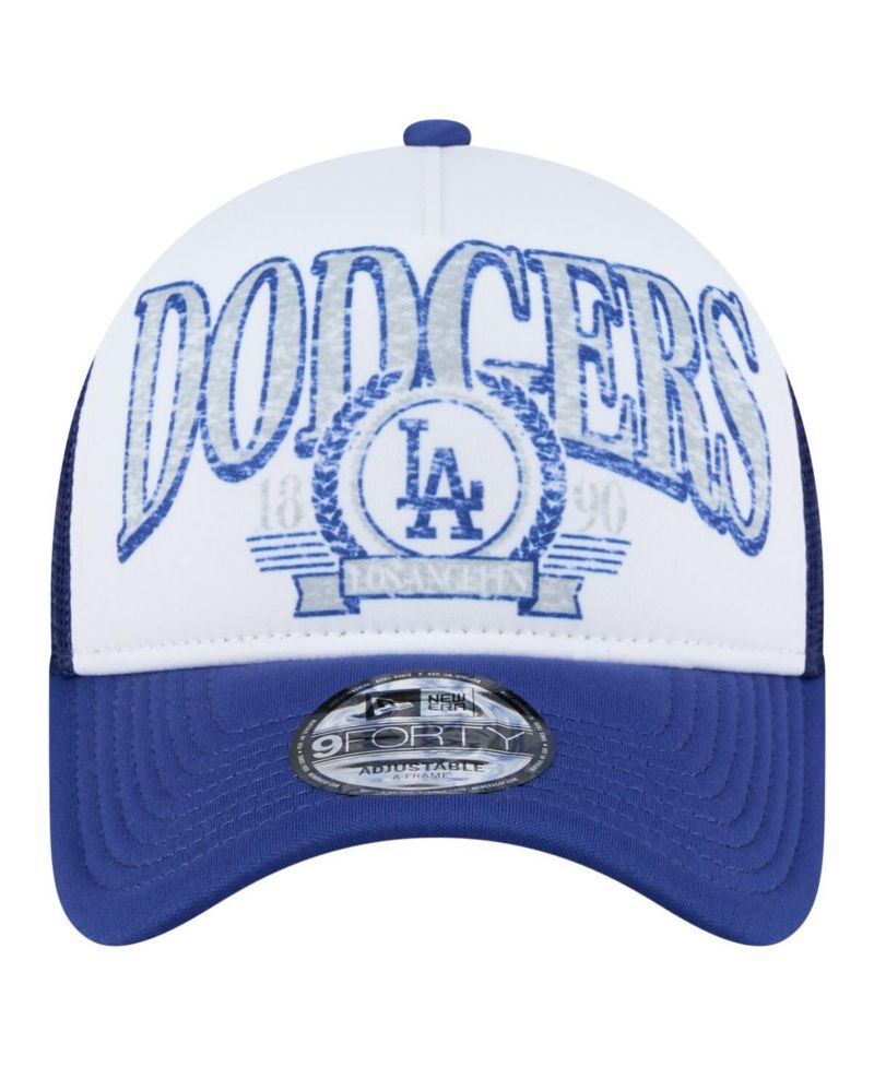 Men's White/Royal Los Angeles Dodgers Trucker A-Frame 9FORTY Adjustable Hat
