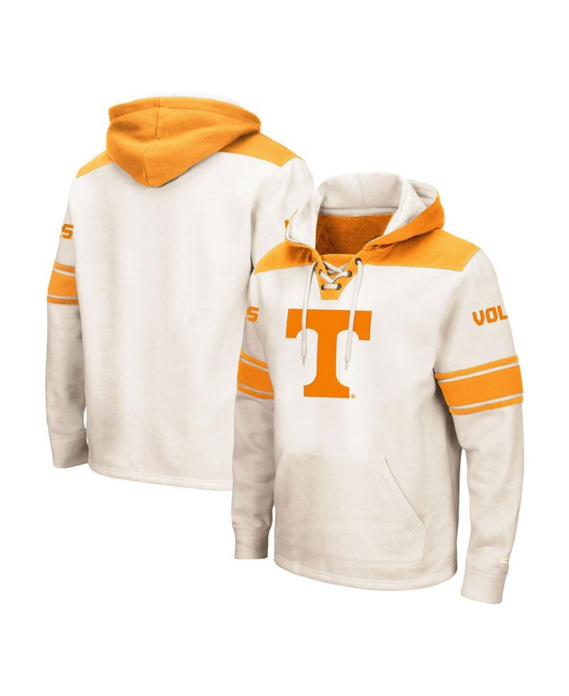 Men's Cream Tennessee Volunteers Big and Tall Hockey Lace-Up Pullover Hoodie