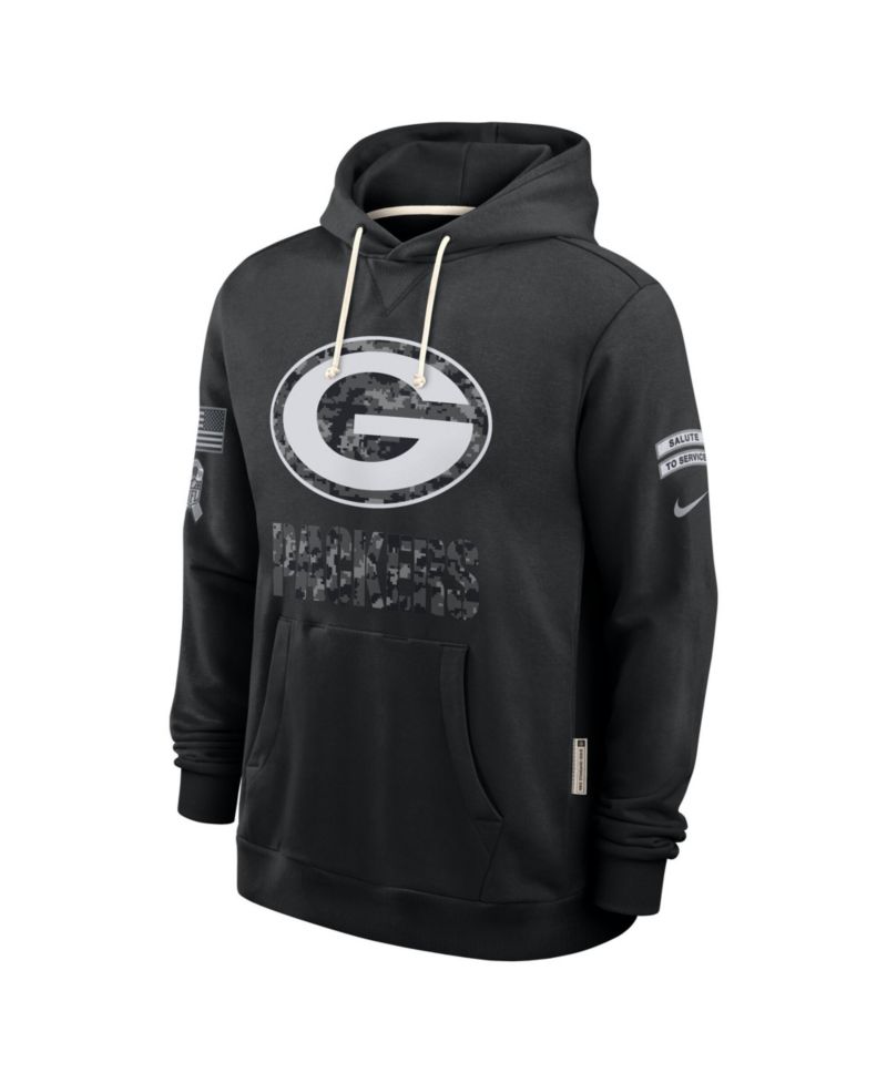 Men's Black Green Bay Packers 2026 Salute to Service Sideline Pullover Hoodie