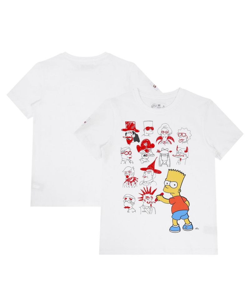 Big Boys and Girls White The Simpsons School Doodles T-Shirt