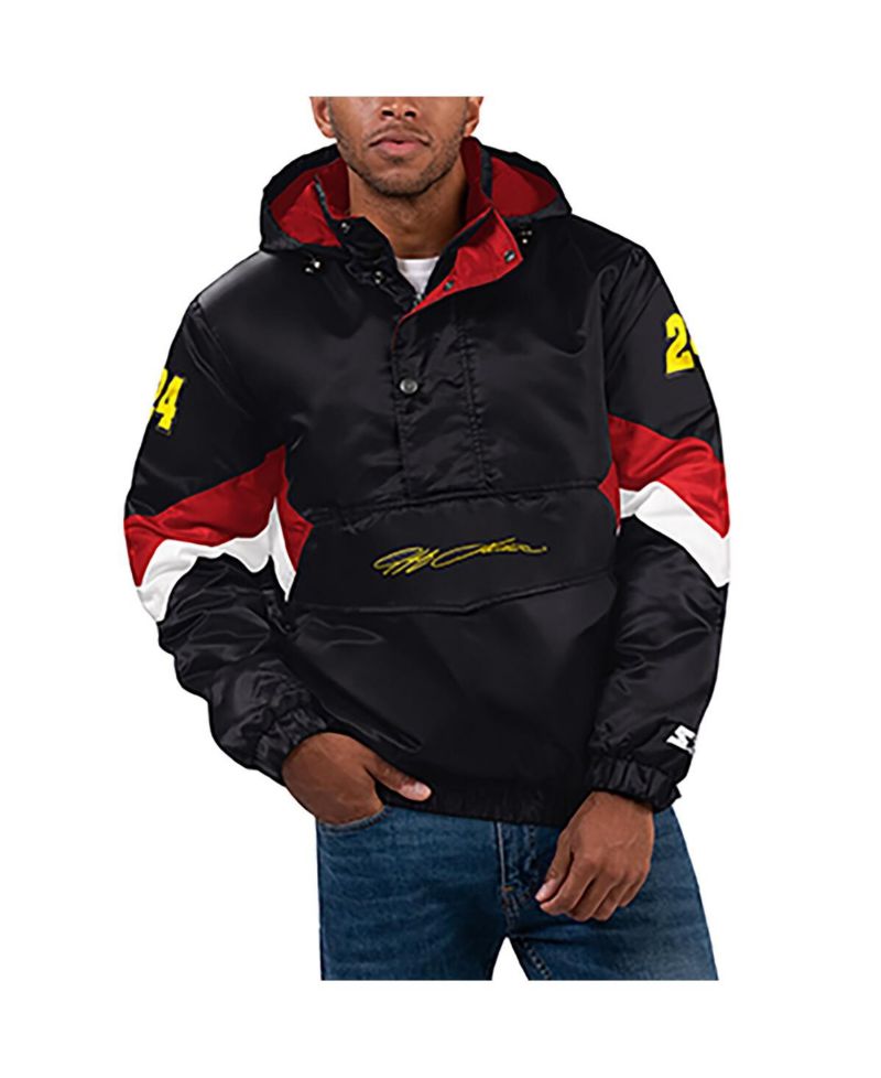 Men's Black Jeff Gordon Home Team Satin Half-Zip Hoodie Jacket