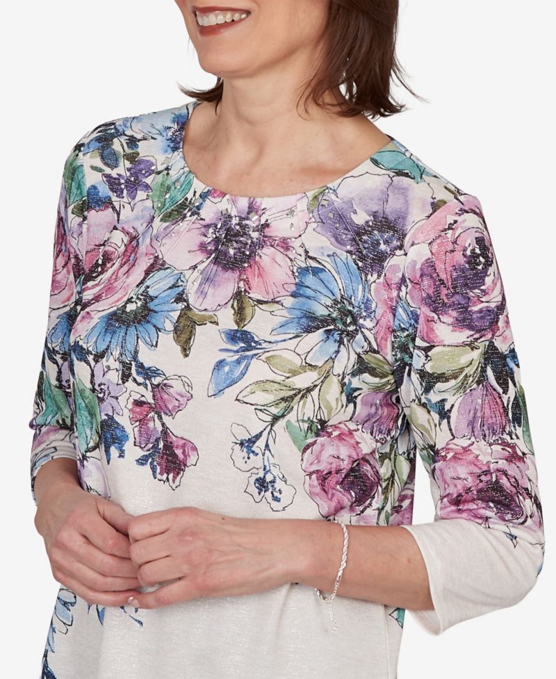 Petite Falling Roses Knit Top