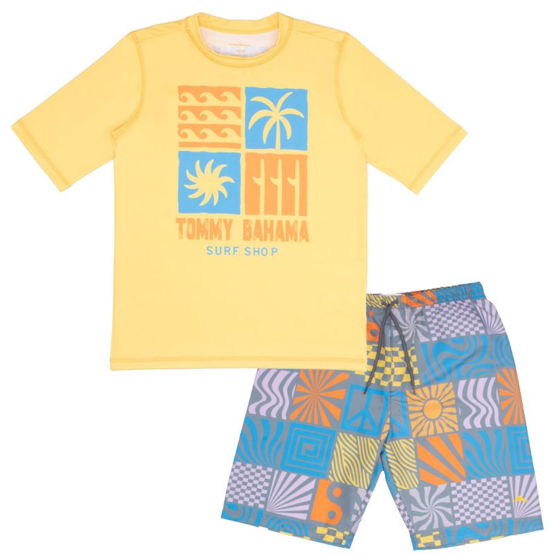 Big Boys Rash Guard and Swim Trunks 2-Piece Swimsuit Set