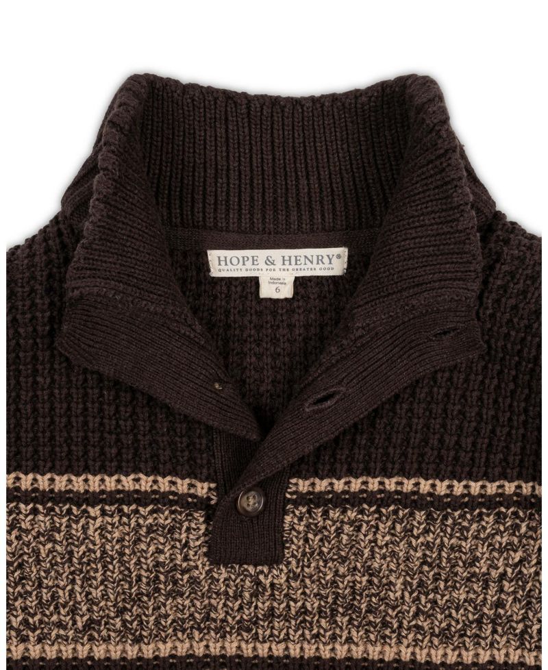 Hope and Henry Little and Big Boys' Organic Mock Neck Waffle Sweater