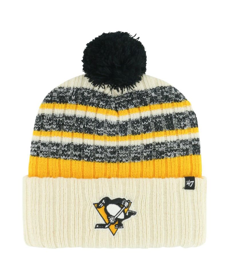 Men's Cream Pittsburgh Penguins Tavern Cuffed Knit Hat with Pom