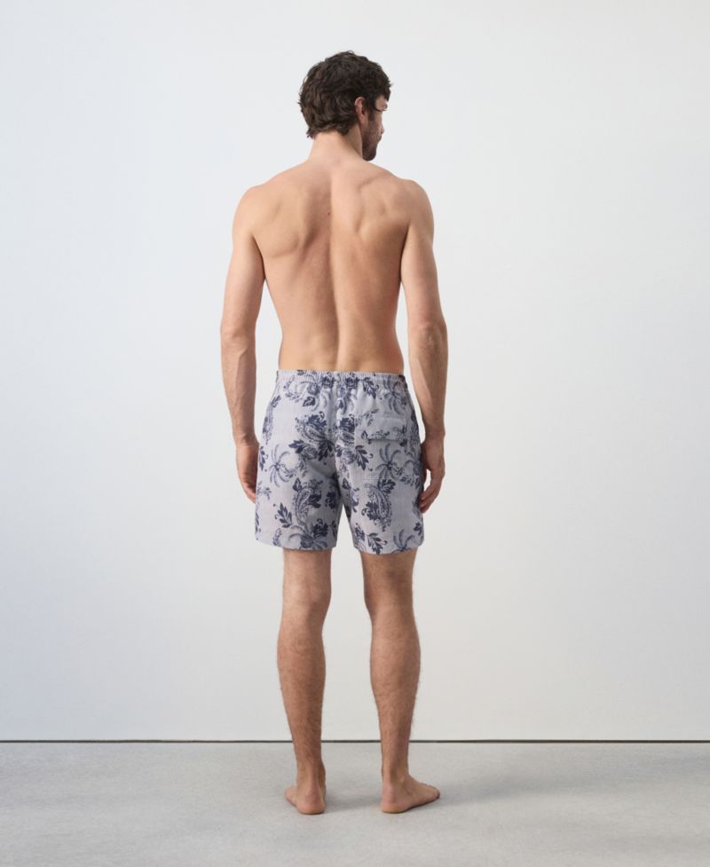 Men's Drawstring Printed Swimsuit