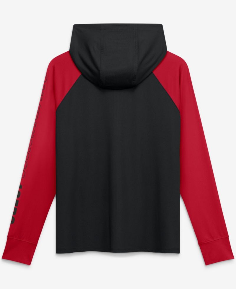 Women's Black/Scarlet San Francisco 49ers Cornerback Blitz Raglan Full-Zip Hoodie