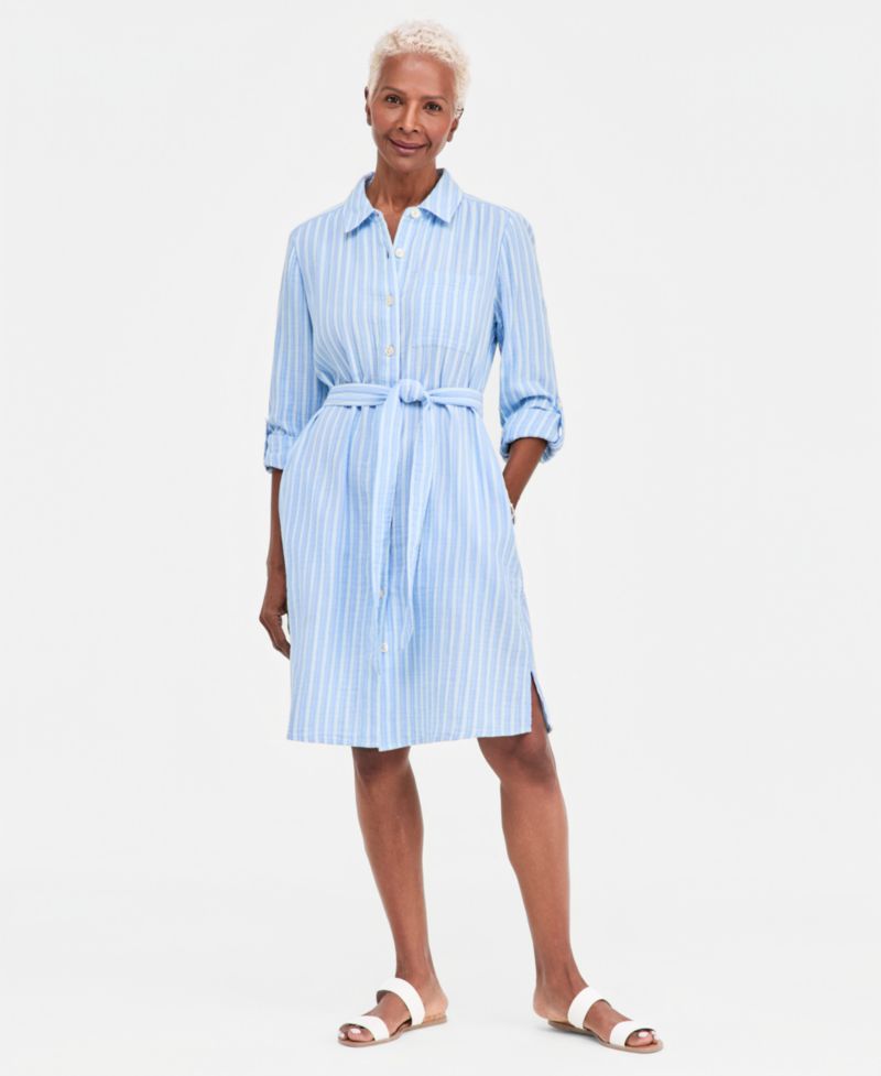 Petite Cotton Belted Shirtdress