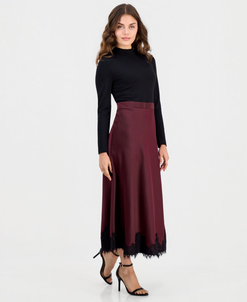 Petite Serenity Montreal Sati Long-Sleeve Lace Mock Neck Dress