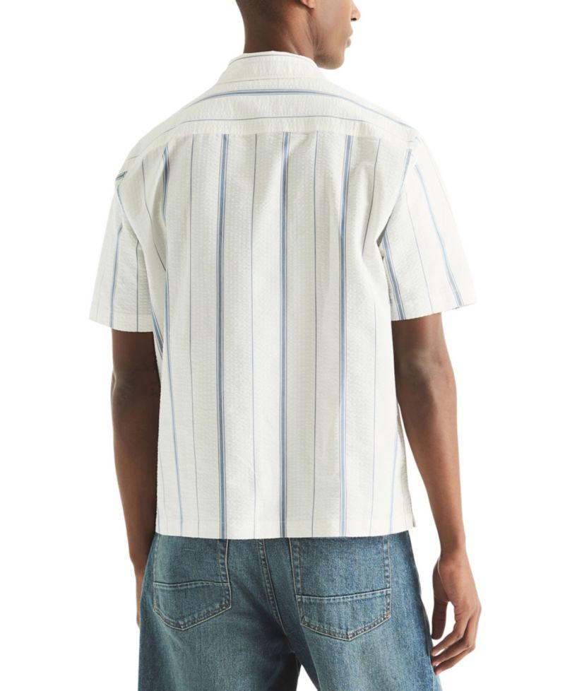 Men's Striped Dobby Short-Sleeve Collared Shirt