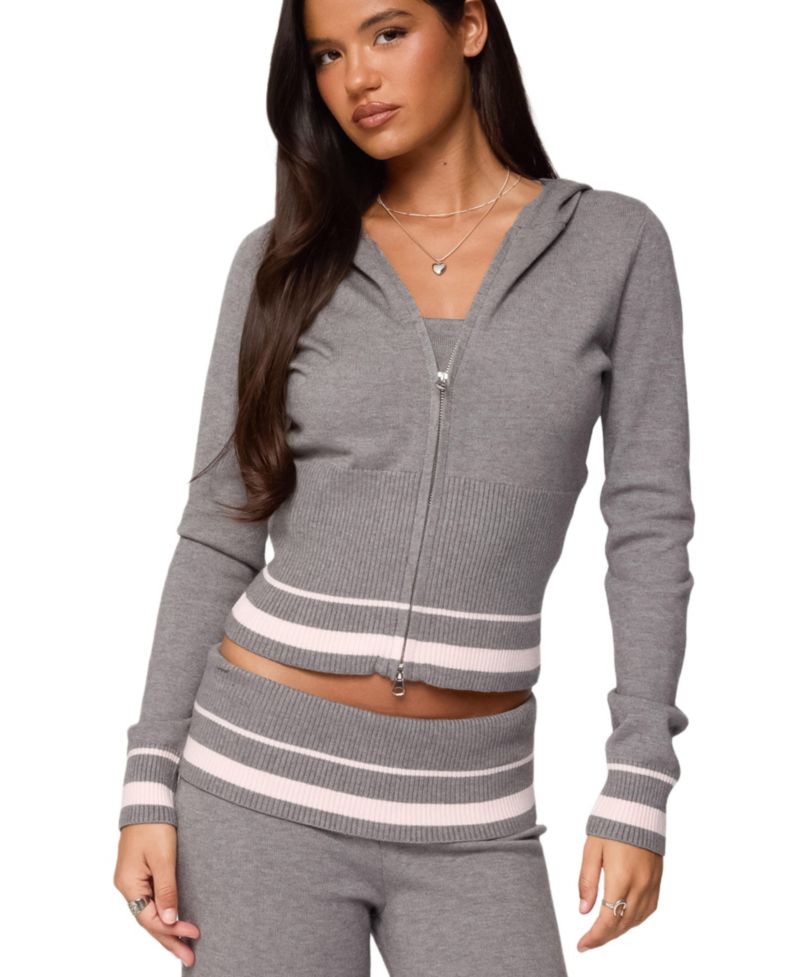 Women's Kaliya Stripey Knit Zip Up Hoodie