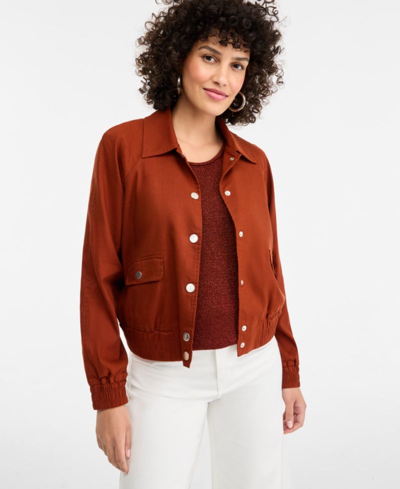 Women's Linen-Blend Bomber Jacket