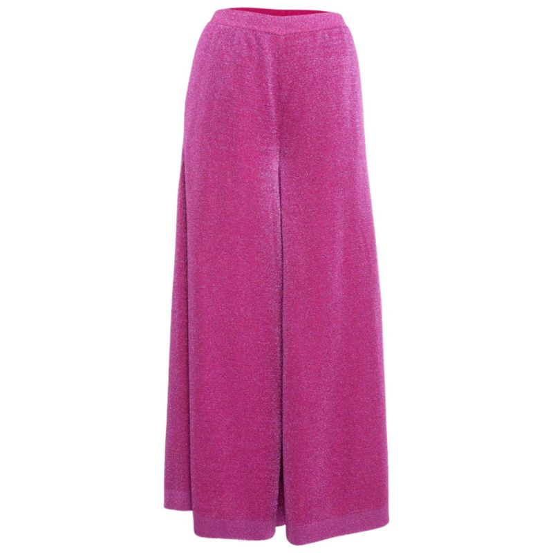 Women's Pink Lurex Knit Palazzo Pants
