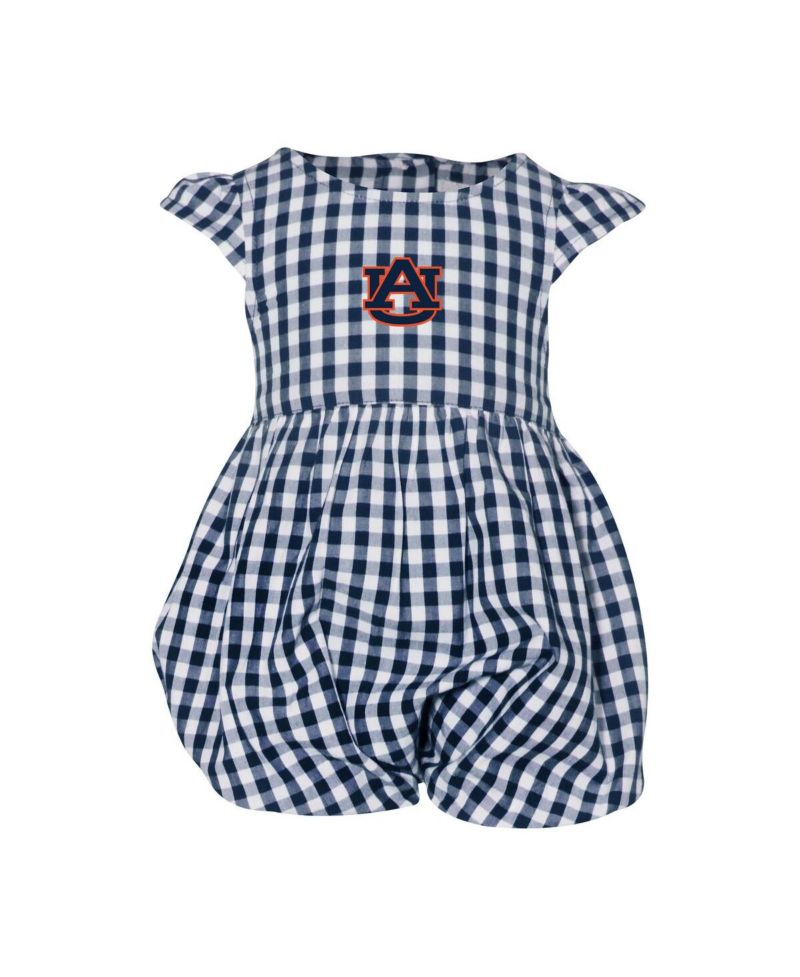 Baby Girls Navy Auburn Tigers Cara Gingham Ruffled Bodysuit