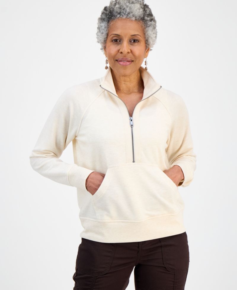 Petite LuxLounge Fleece French Terry Half-Zip Sweatshirt