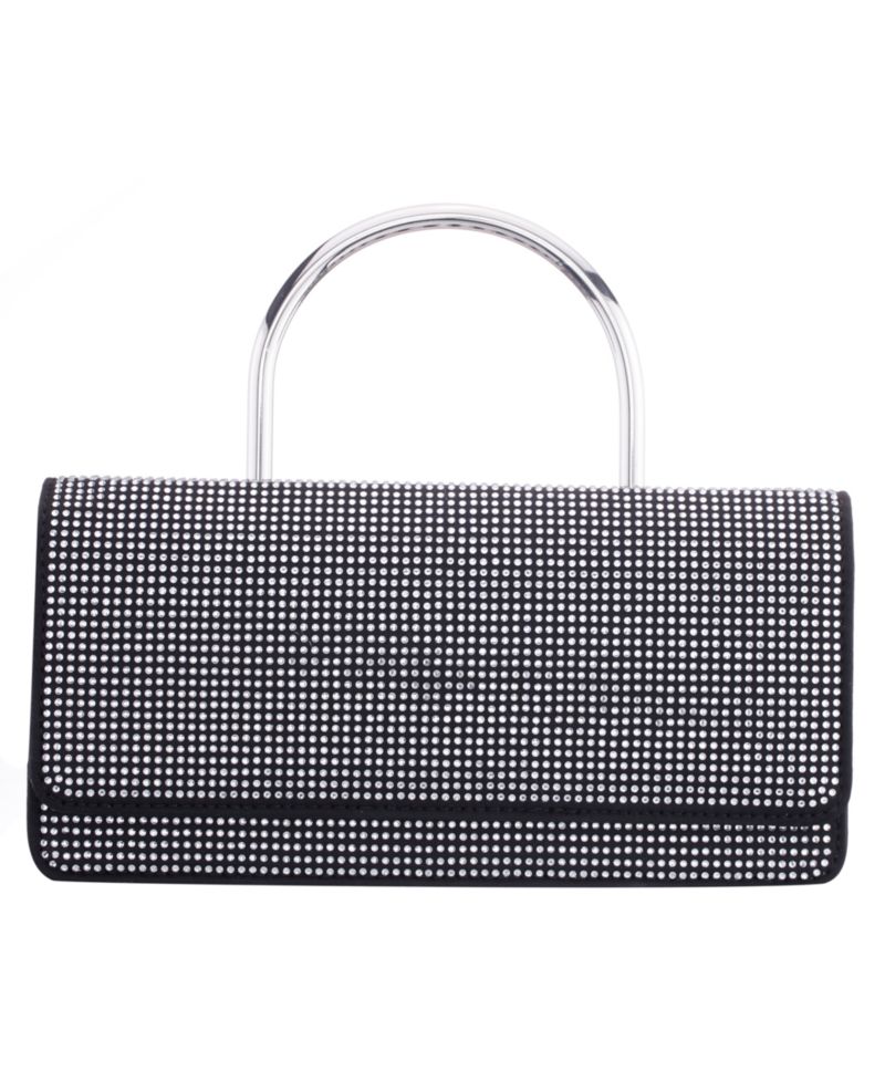 Elongated Crystal Magnetic Snap Satchel Bag