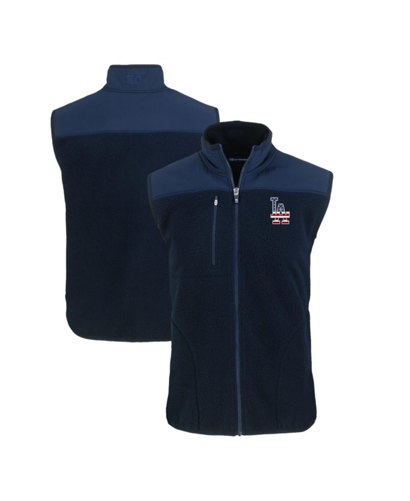 Men's Navy Los Angeles Dodgers Stars Stripes Cascade Eco Sherpa Fleece Full-Zip Vest