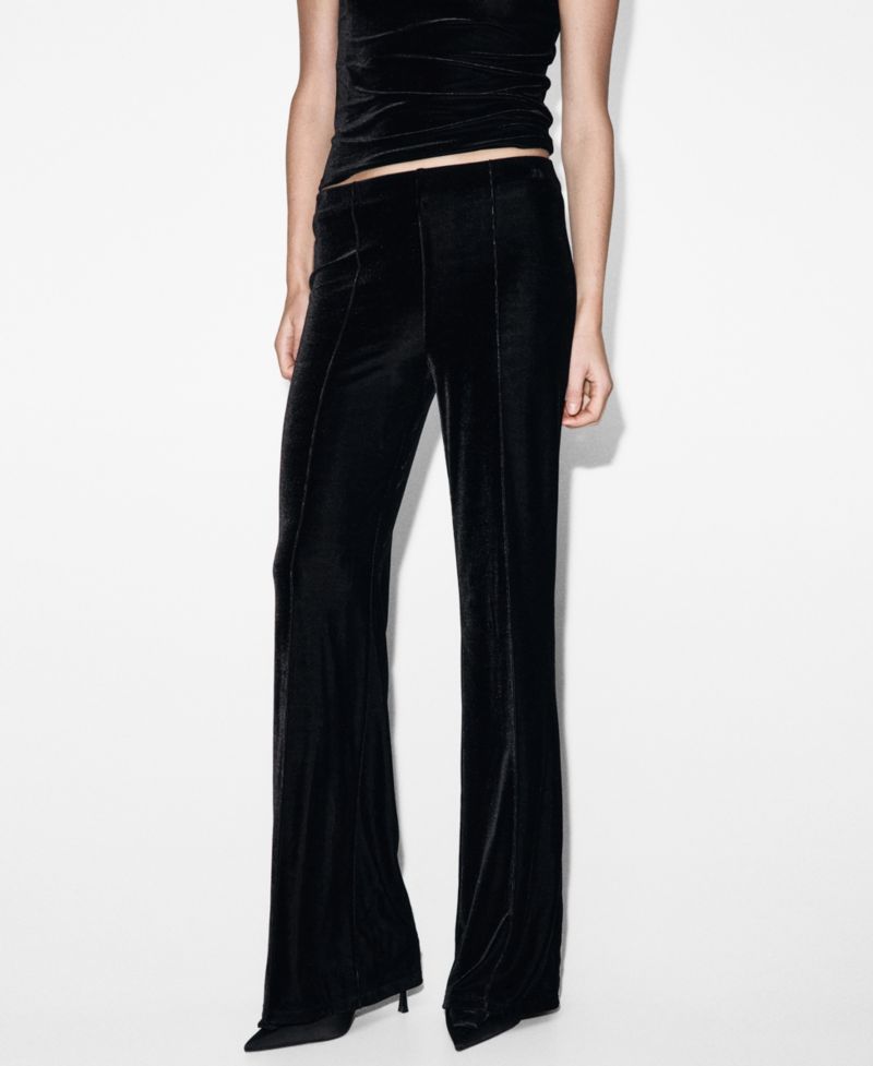Women's Seam Detail Velvet Pants