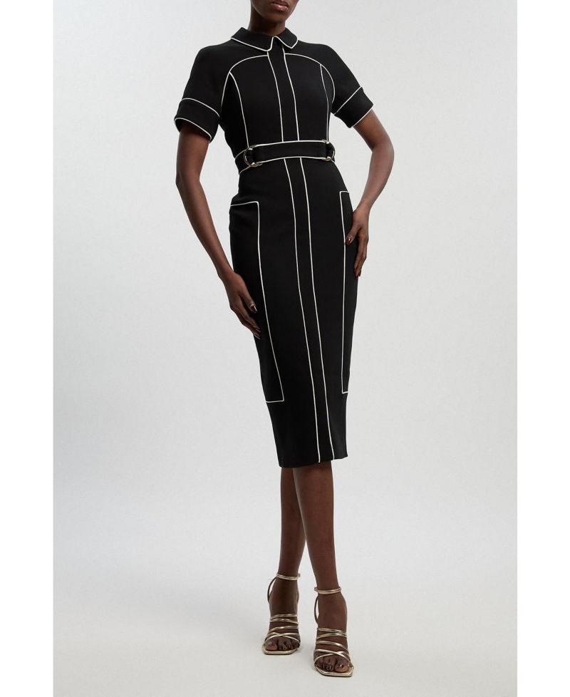 Women's Compact Stretch Pencil Midi Dress
