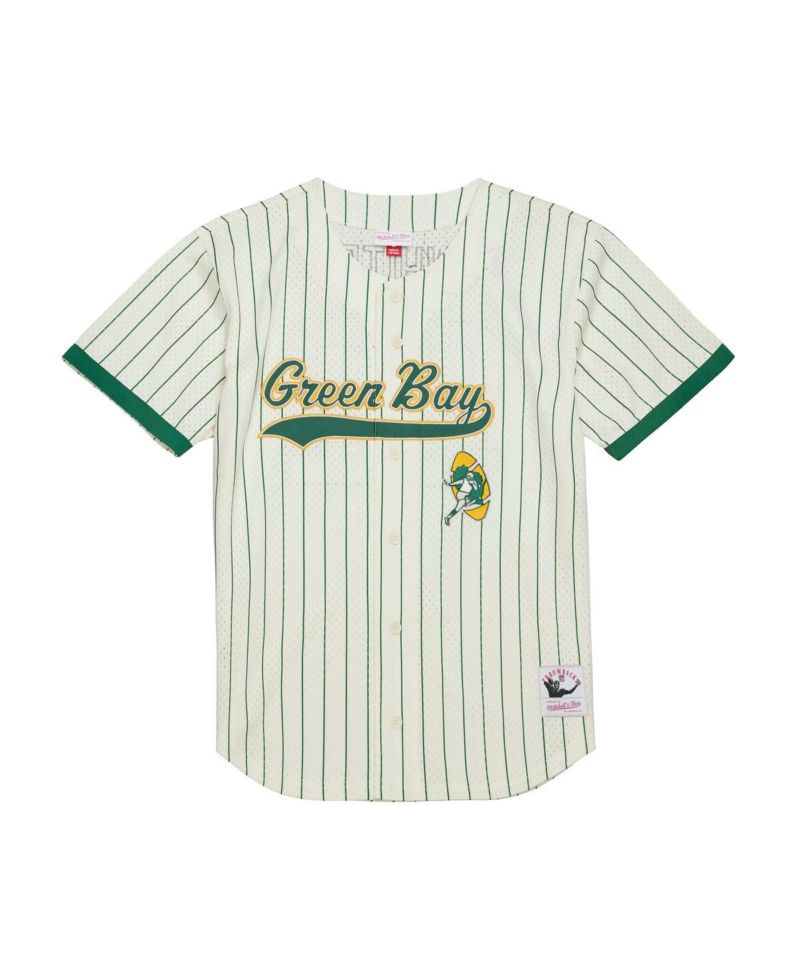 Men's Reggie White Cream Green Bay Packers Name & Number Mesh Button-Up Baseball Jersey