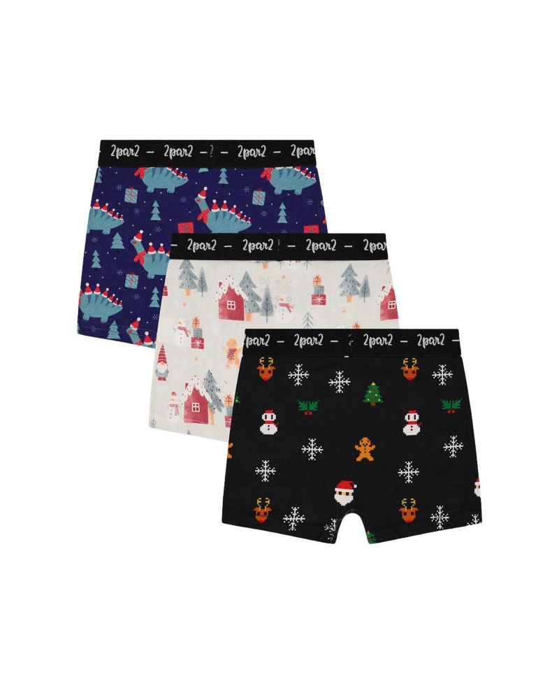 Little and Big Boy (2-5)Boxer Pack Of 3 Holiday Prints