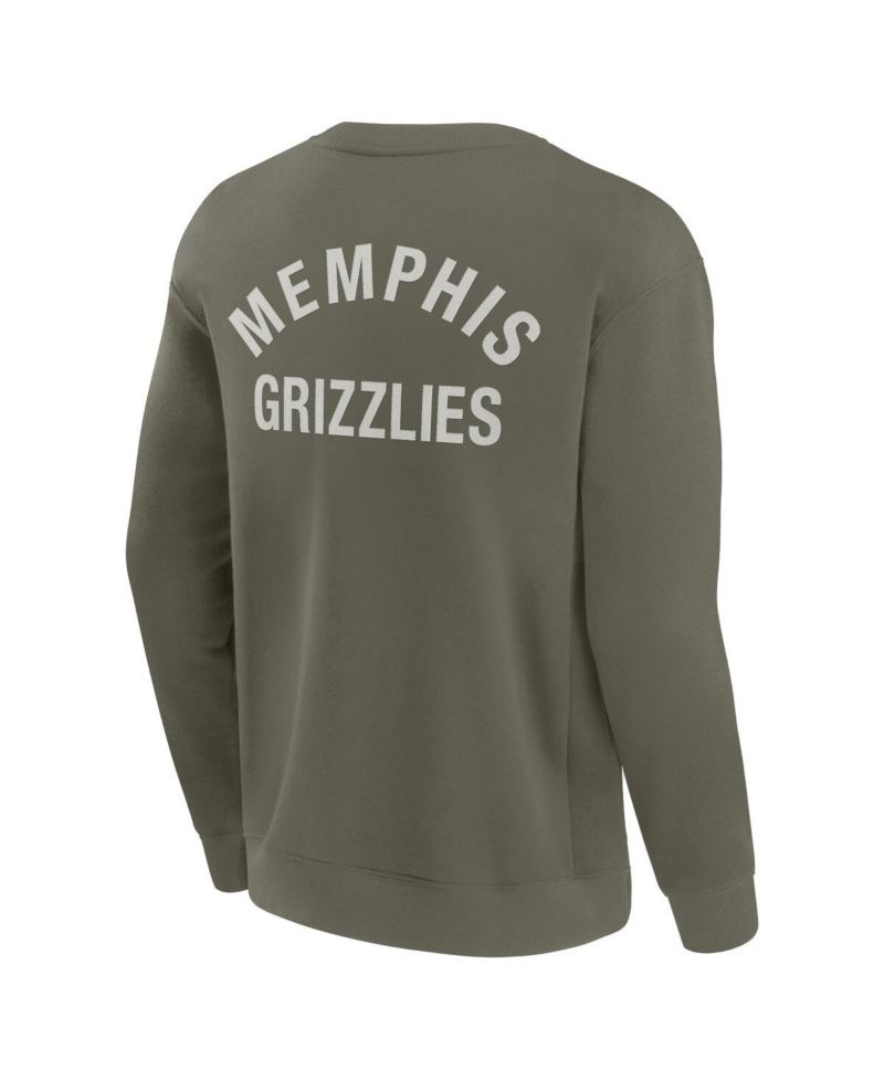 Men's and Women's Olive Memphis Grizzlies Super Soft Pullover Crew Sweatshirt