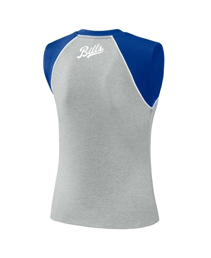 Women's Gray Buffalo Bills Cropped Raglan Tank Top
