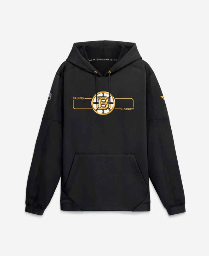 Men's Black Boston Bruins Authentic Pro Rink Fleece Pullover Hoodie