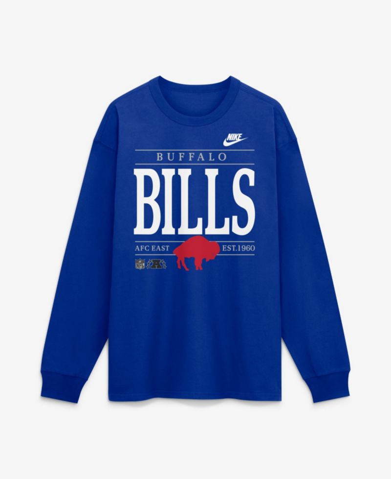 Men's Buffalo Bills Max90 Long-Sleeve Relaxed-Fit Screen-Print Throwback Graphic T-Shirt