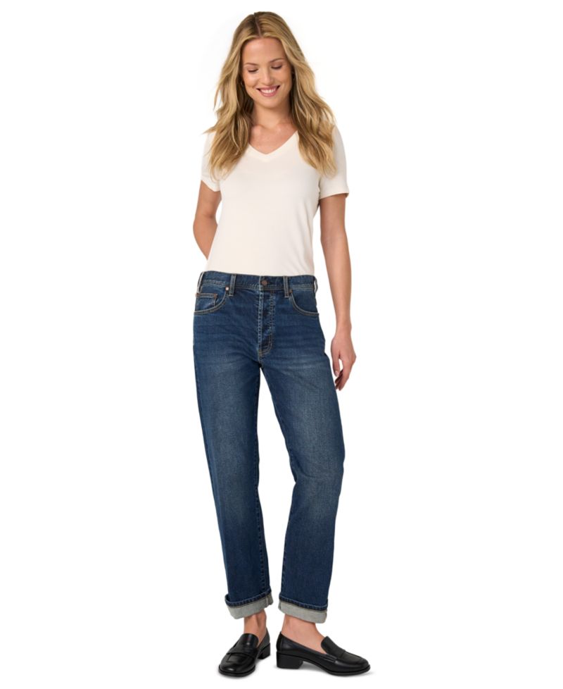 Petite Sloane Slouchy-Girlfriend Cuffed Mid-Rise Jeans